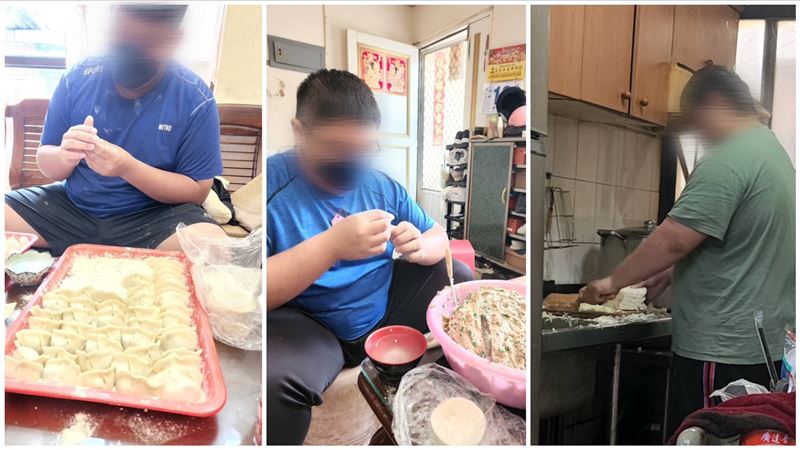 「李爸水餃」養大3兒子,李父親過世後由罹癌妻子接手,孩子也都會幫忙包水餃。(圖/翻攝自李家水餃臉書)