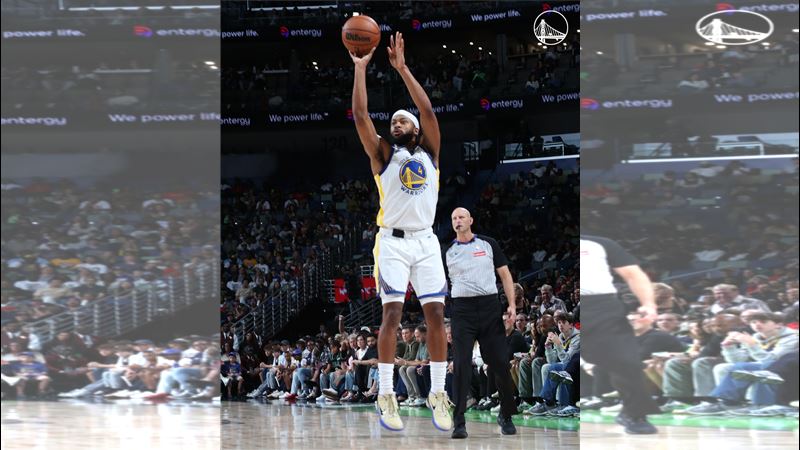 金州勇士射手穆迪（Moses Moody）首節8分鐘投進7顆三分球，單節就轟下21分，最後全場繳出32分，締造生涯新高。（圖／翻攝自X平台 @warriors）