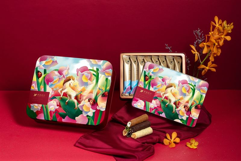 青鳥旅行以「春光躍影Spring&rsquo;s Light in Motion」為主題推出年度限定蛋捲禮盒。（圖／品牌業者提供）