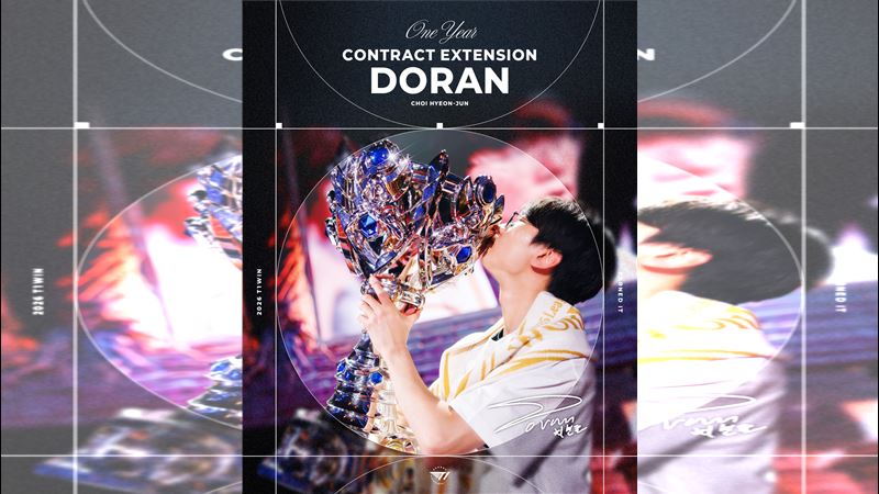 T1宣布與上路「Doran」崔玄凖續約。（圖／翻攝自T1臉書）