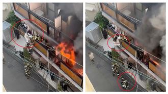 日女困火場警消架梯救　她竟踹消防員墜梯