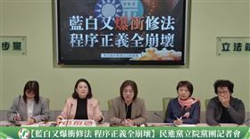 民進黨團痛批，藍白濫用逕付二讀大開民主倒車，若惡例成為慣例，國會民主何在？（圖／翻攝自民進黨立院黨團YT）