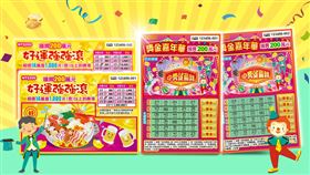 台灣彩券公司18日推出2款全新200元刮刮樂「獎金嘉年華」與「好運強強滾」，合計總獎金超過13.7億元，頭獎各200萬、共8個！前者主打延長型玩法與FREE符號加持，中獎就贏錢；後者則以火鍋食材為符號設計，對中三個就中獎，趣味十足！（圖／台灣彩券提供） 