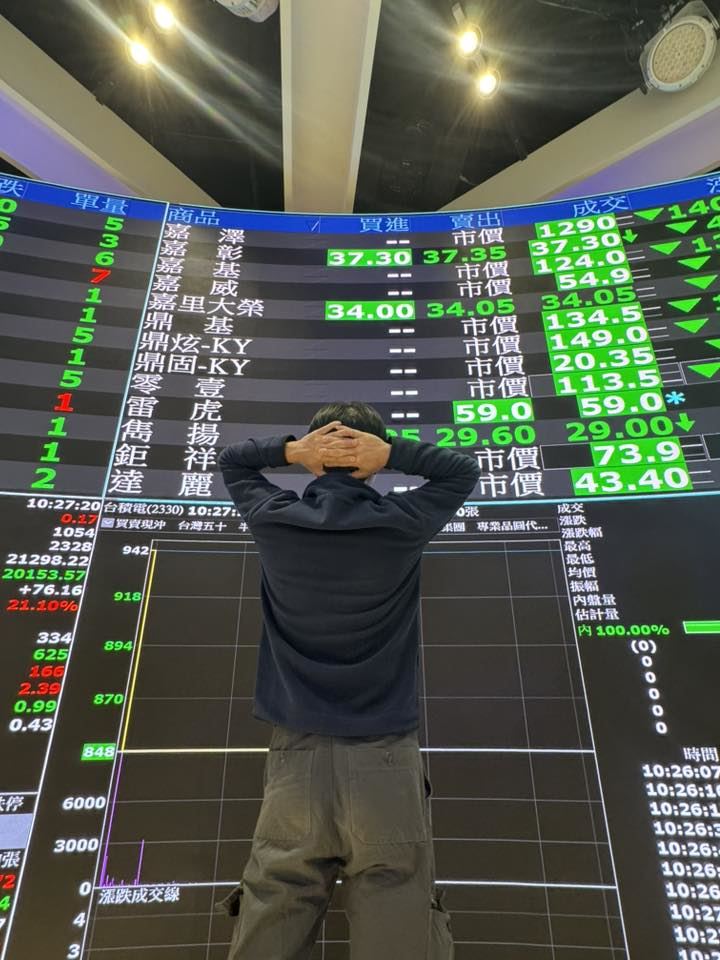 台股連三週週線收黑，技術面季線「生命線」遭跌破，投資人盯著K線走勢，心情跟著指數坐雲霄飛車。分析師魏明裕提醒，謹記「蘇黎世投資鐵律」，船要沉時別只會禱告，要學會停損與減碼，先守住資金，才能迎接下一波行情。（圖／記者師瑞德攝影）
