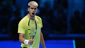 艾卡拉茲（Carlos Alcaraz）宣布因傷退出台維斯盃總決賽。（圖／美聯社／達志影像）