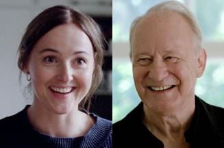 史戴倫·史柯斯嘉（右）、蕾娜特·萊茵斯薇（左）入圍歐洲電影獎最佳男女主角。（圖／海鵬影業提供）