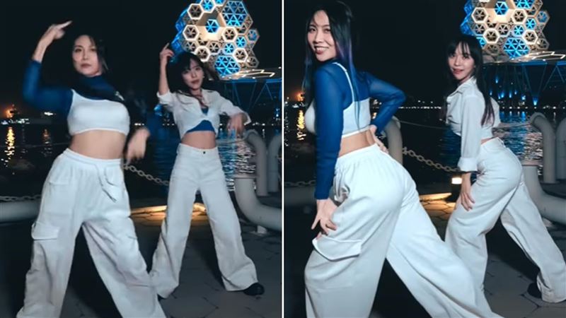 兩人一同跳TWICE的世界巡演主打歌，動作十分有力。（圖／翻攝自黃捷臉書）