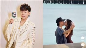 胡彥斌海邊激吻正妹被拍。（圖／翻攝自微博）