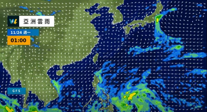 下週一在關島一帶至菲東海面有熱帶擾動發展。（圖／翻攝自天氣風險 WeatherRisk）
