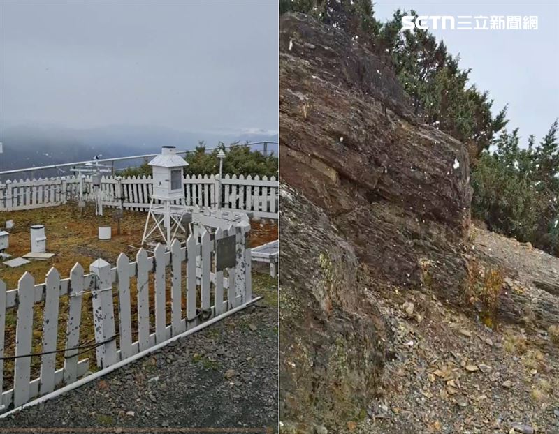 主要源自冷空氣滲入加上局部水氣配合，但因地面仍未達冰點，積雪條件不足，因此僅出現飄雪畫面。（圖／翻攝畫面）
