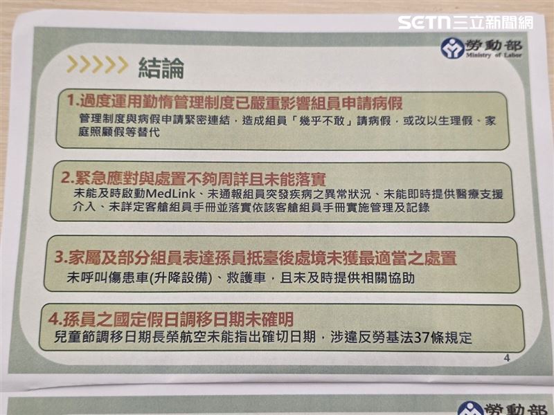 勞動部公布長榮空姐猝逝案調查報告。（圖／記者李宜樺攝影）