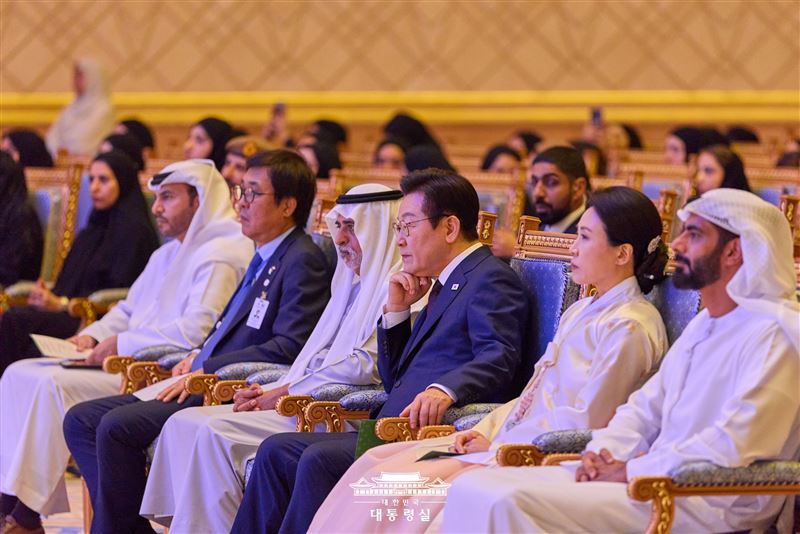 李在明剛結束阿聯行程，就馬不停蹄要前往埃及訪問。（圖／翻攝自青瓦臺）