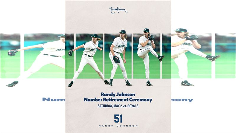 水手下季將退休強森（Randy Johnson）球衣。（圖／翻攝自水手 X）