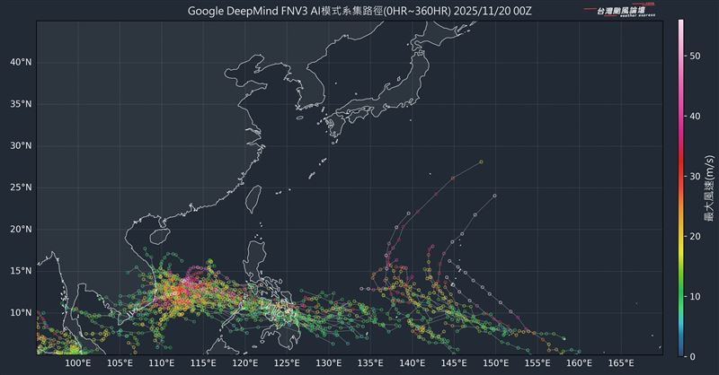 下週菲律賓到南海之間將有熱帶系統活動，水氣北上幅度有限。（圖／翻攝自台灣颱風論壇｜天氣特急）