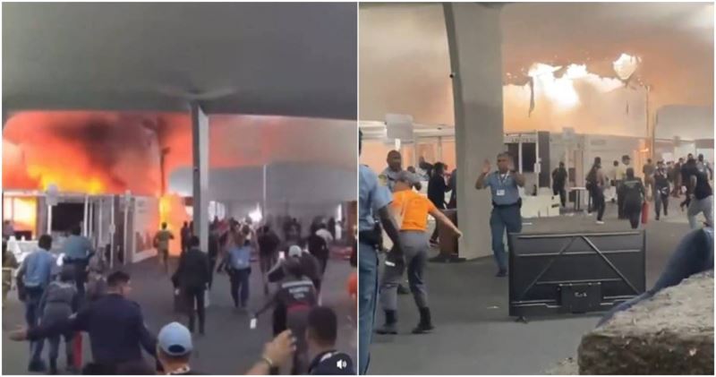 正在巴西貝倫（Bel&eacute;m）舉行的聯合國氣候變遷峰會（COP30）於美東時間20日，因場館突發火災而全面中斷。（圖／翻攝自X平台／@Anyguima2217）