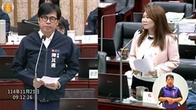 陳其邁（左）說，普發現金一萬元對每個人而言，都有不同的使用方式。（圖／翻攝自高雄市議會Youtube頻道）