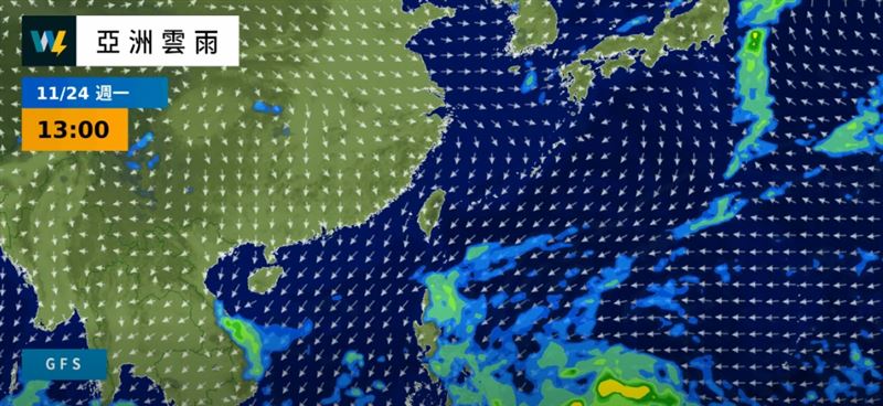 南方洋面下週起有熱帶擾動發展趨勢，須注意間接海象影響。（圖／翻攝自天氣風險 WeatherRisk）