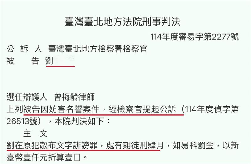 前三立記者馬郁雯PO出勝訴判決書，嗆小草「一個都別想跑」。（圖／翻攝自馬郁雯臉書）