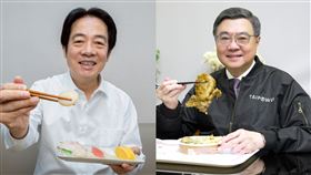 總統賴清德大啖壽司挺日本水產，行政院長卓榮泰則吃排骨便當「分工挺台灣豬」（圖／翻攝自卓榮泰臉書、總統府提供）