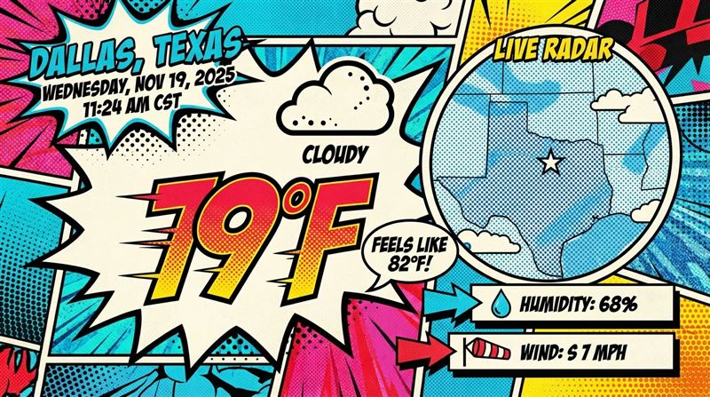 使用Nano Banana Pro透過Google搜尋擷取即時天氣資訊，製作了一張普普藝術風格的資訊圖表