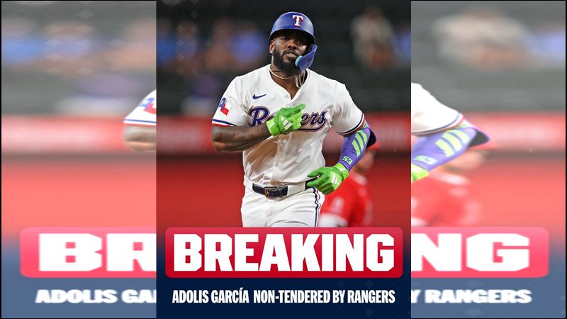 遊騎兵宣布不續約2023年美聯冠軍賽MVP賈西亞（Adolis Garcia）。（圖／翻攝自MLB X）