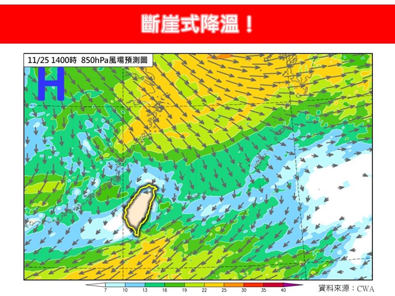 下週二晚起新一波東北季風開始南下，將迎來「斷崖式降溫」。（圖／翻攝自林老師氣象站臉書）