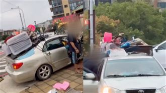 生鏽蝸居車…綁家具出巡「1F⭢2F」警出手