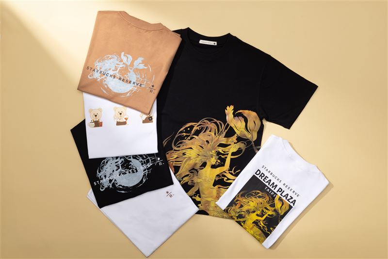 星巴克典藏DREAM PLAZA台北全新推出服飾系列。全系列T-SHIRT共六款設計。（圖／品牌業者提供）