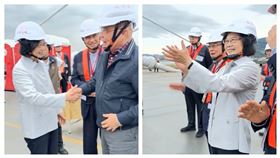 前總統蔡英文和前行政院長蘇貞昌相約視察明年即將完工的淡江大橋。（圖／翻攝畫面）