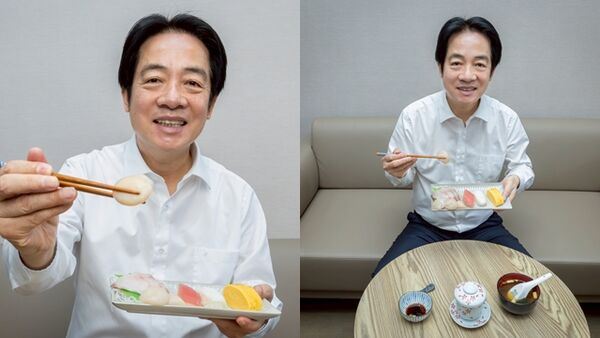 總統賴清德吃壽司挺日本，讓中國外交部發言人毛寧氣得跳腳，批「作秀」。（圖／總統府提供）