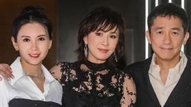 邱淑貞（左起）、劉嘉玲、梁朝偉來台喝喜酒。（圖／翻攝自IG @carinalau1208）