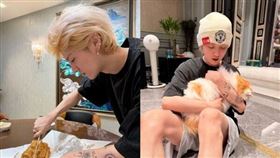 除了空間本身，鹿晗照片中的「吃油條」畫面與他的寵物也成網上焦點。（圖／翻攝自鹿晗微博）