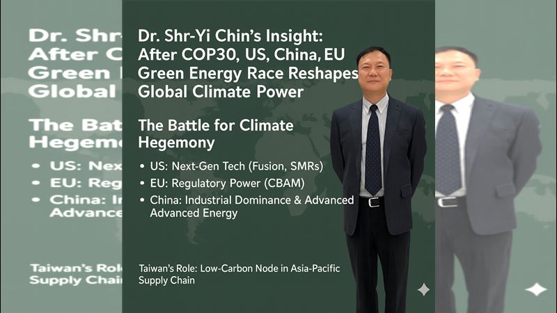金士懿觀點》COP30後綠能競逐牽動新布局。（圖／國立台北大學金融科技暨綠色金融研究中心研究員 金士懿 博士）