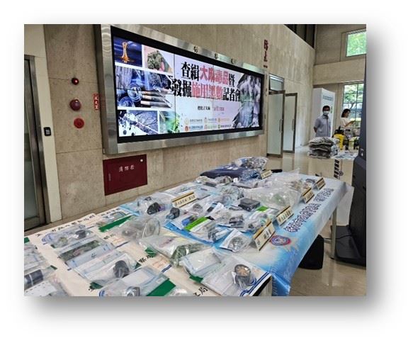 0305擊落麻毒專案查獲各式毒品。（圖／新北警察局）