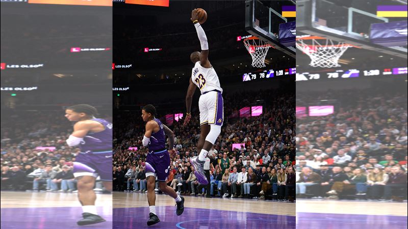 洛杉磯湖人詹姆斯上演暴力灌籃。（圖／翻攝自X平台 @Lakers）