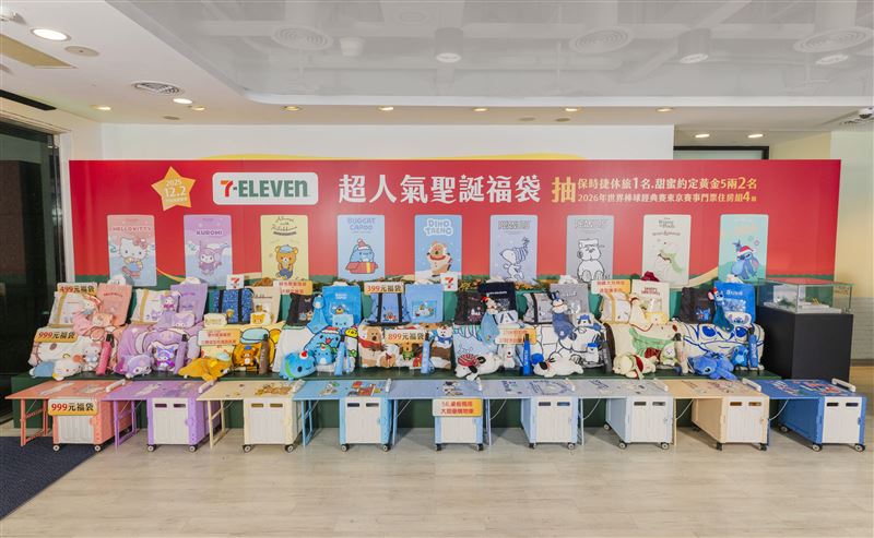 7-ELEVEN集結9大人氣IP，推出托特包、暖暖被、折疊車等45款福袋。(圖／7-ELEVEN提供)