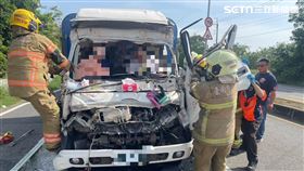 麻豆新樓醫院,消防局,善化分局,台南,車禍,砂石車（圖／翻攝畫面）