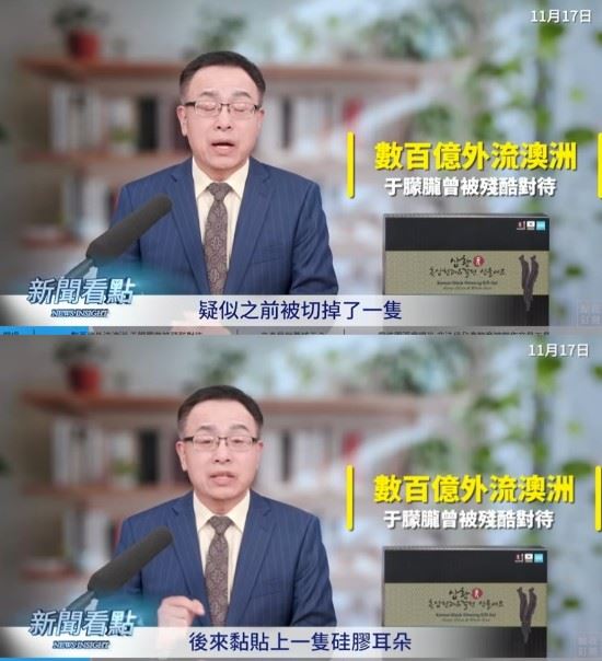 于朦朧疑生前就被割掉一隻耳朵。（圖／翻攝自李沐陽新聞看點YT）