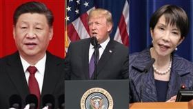 中國國家主席習近平（左）、美國總統川普（中）、日本首相高市早苗（右）。（圖／翻攝自新華網、白宮臉書、高市早苗Instagram）