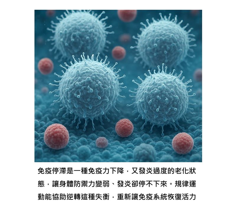 醫師張家銘表示，免疫停滯是一種免疫力下降，又過度發炎的老化狀態，但運動可逆轉這狀態，讓免疫系統恢復活力。（圖／取自張家銘的臉書）