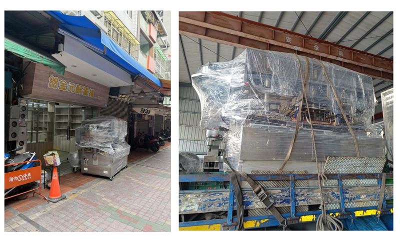 館長蛋捲店被直擊撤出器材。(圖／翻攝自四叉貓劉宇臉書)