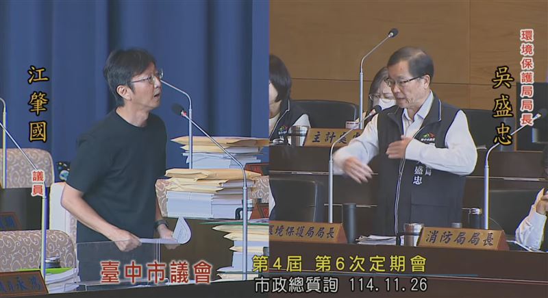 環保局長吳盛忠指出自己是「化工高考狀元」，相當有信心。（圖／翻攝自台中市議會YT）