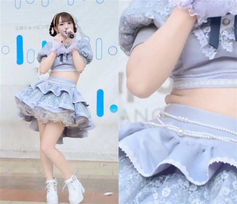 白須彩乃不滿意腰間肉露出，希望網友可以幫忙修圖。（圖／翻攝自白須彩乃X）