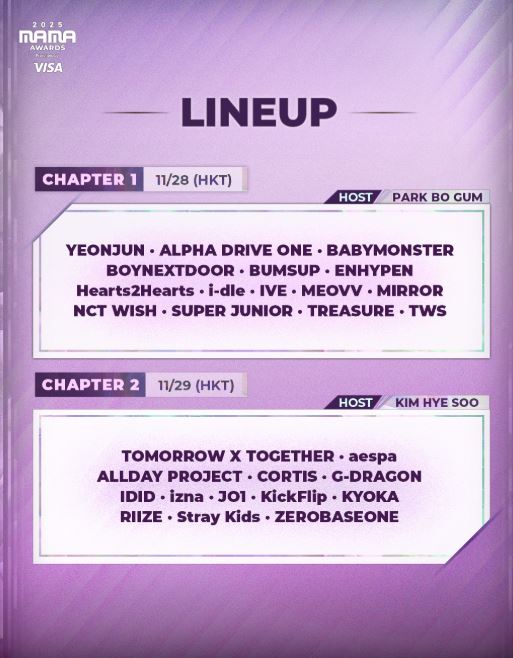 原定MAMA與會嘉賓。（圖／翻攝自IG @mnet_mama）