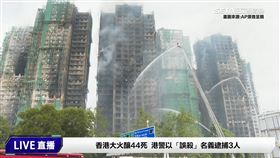 目前火勢已控制住，消防預計黃昏前可搜救至高樓層與天台。（圖／翻攝畫面）