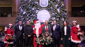 台北晶華酒店於酒店中庭打造3層樓高、總高近12公尺的耶誕樹，今（27）日晚間舉辦點燈儀式。（圖／晶華酒店提供）