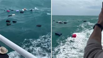 赴泰搭船「看著行李落海漂走」！旅客求助　船員竟全在笑（圖／翻攝自抖音）