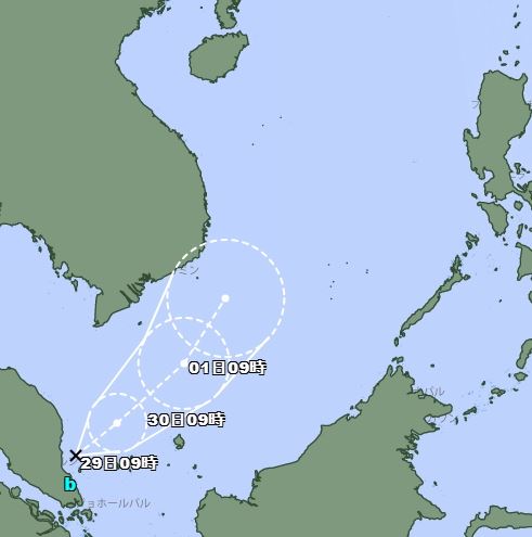 馬來西亞附近海面又有熱帶低壓生成。（圖／翻攝自日本氣象廳）