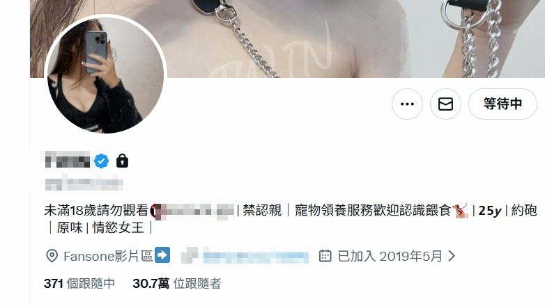 擁30多萬粉絲，自稱「情慾女王」的26歲江姓網黃，因犯公然猥褻遭偵辦。（圖／翻攝自X）