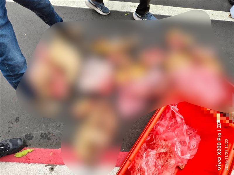 疑似犬隻屠體11.8公斤、白鼻心3.1公斤、山豬5.2公斤、羊科動物3.1公斤。（圖／新竹縣政府提供）